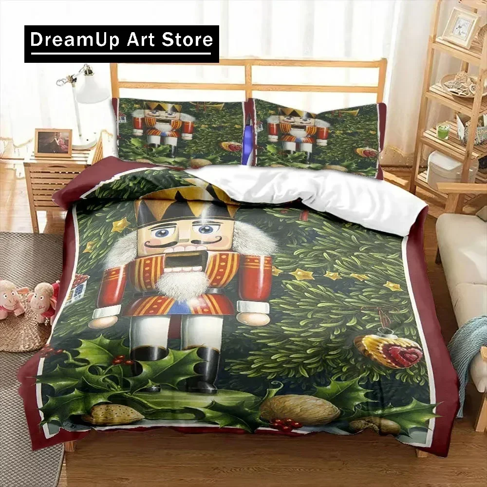Nutcracker Cartoon Duvet Cover Merry Christmas Gift Boys Bedroom Decoration Women Men Cartoon Royal Guarder Queen King Size