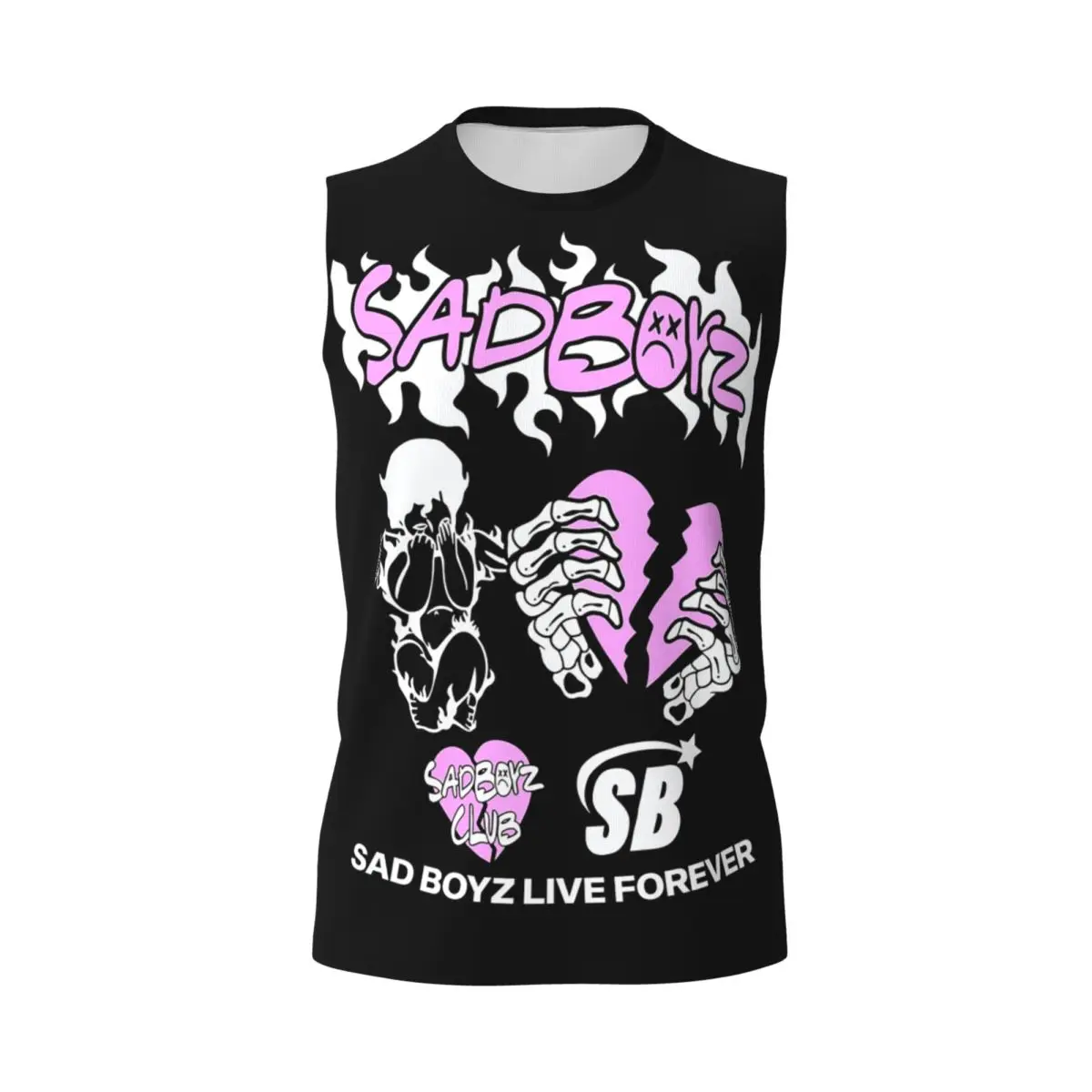 Junior H Merch Sad Boyz Men Printed Sleeveless T-shirt Casual Hip Hop Street Style Beach Holiday Tank Tops