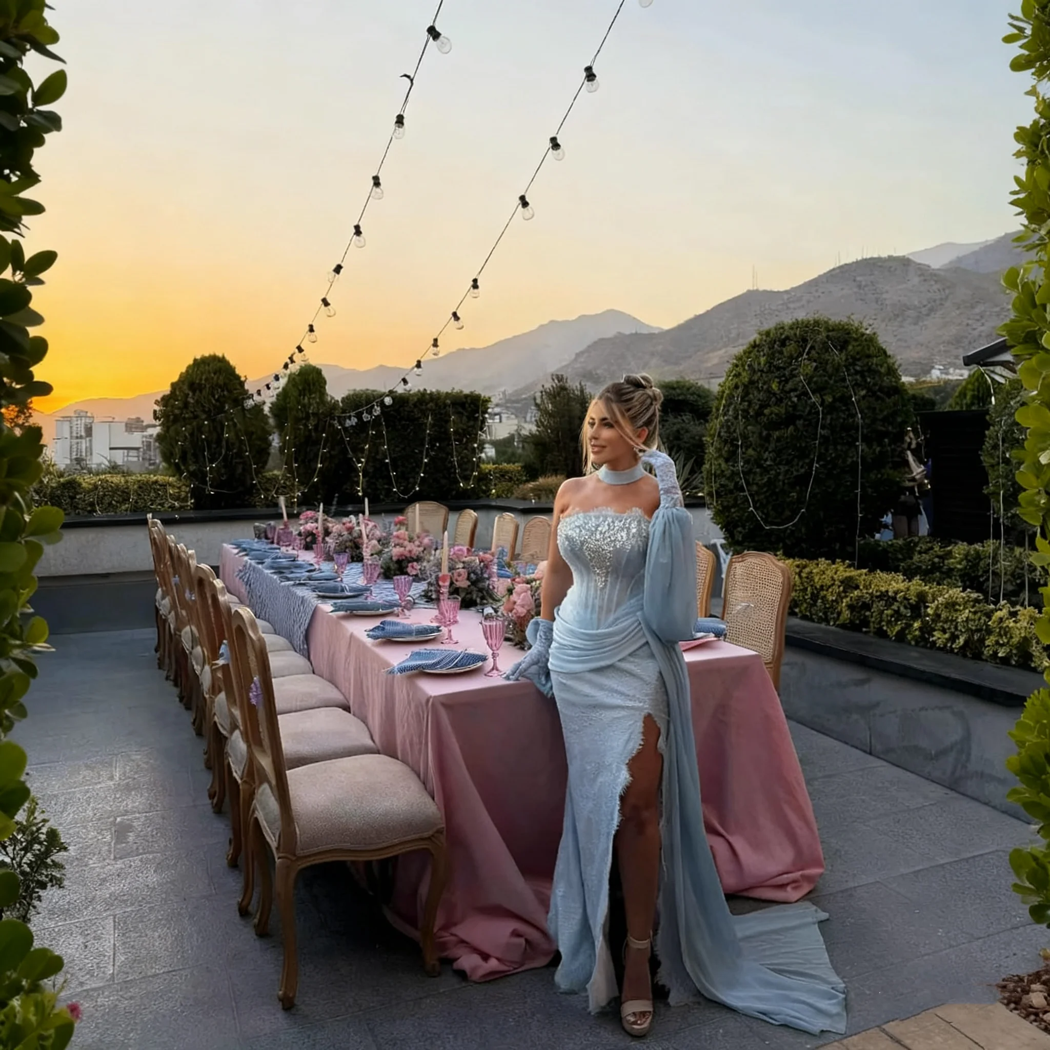 

Fashionable High Split Prom Dress Charming Lace Applique evening dresses Floor Length Boat Neck Red Carpet Dress luxury 2025