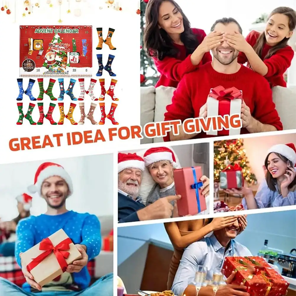 جوارب عيد الميلاد صندوق أعمى جوارب عشوائية للأطفال هدايا العيد 24 يومًا من عيد الميلاد العد التنازلي التقويم الجوارب مضحك #3