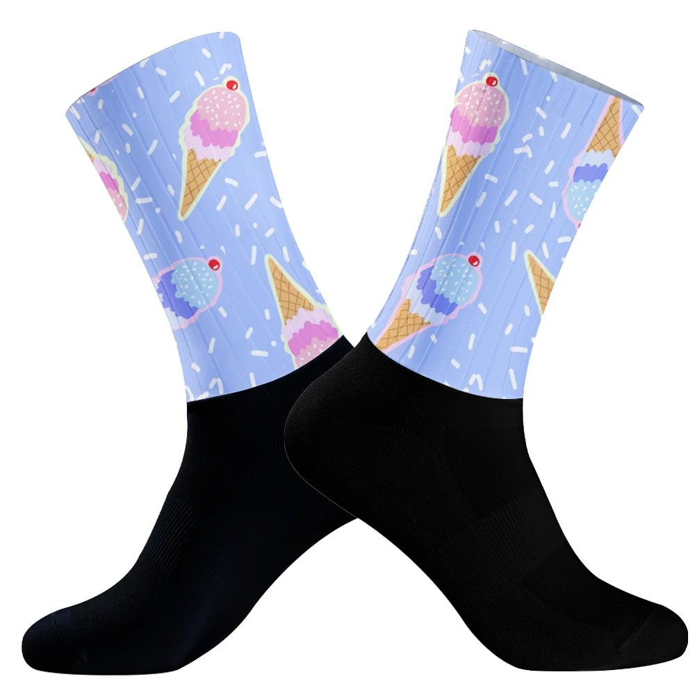 Chaussettes de voyage de compression océanique pour hommes, motif sans couture, chaussettes de sport Harajuku, chaussettes de cyclisme décontractées