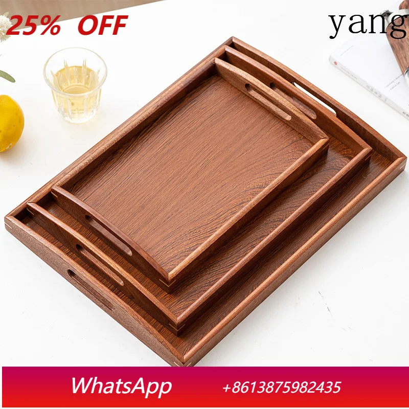

LH solid wood rectangular high-end household water cup tea tray wooden bread serving dish plate