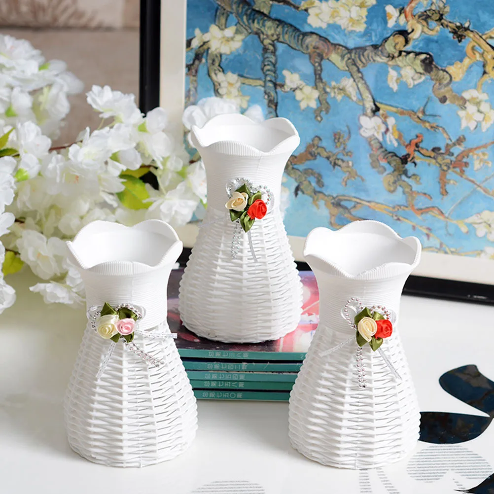 

2Pcs Plastic Vase Decorative Flower Container Home Ornament Creative Vase Craft Wedding Table Desktop Display