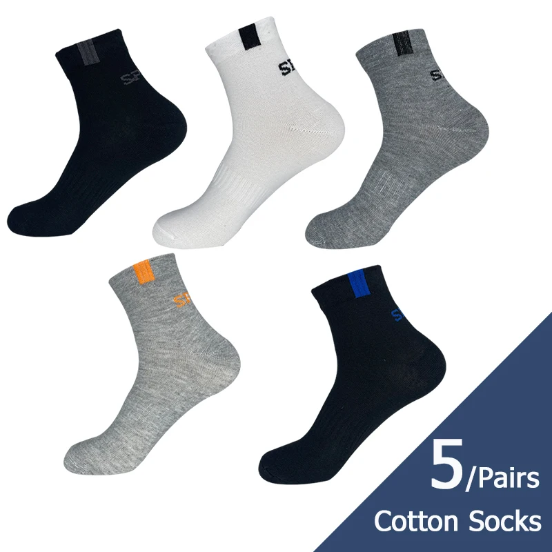 5 pairs Men\'s Cotton Socks High Quality Black Business Soft Breathable Winter Male Long Socks New Style Plus Size 45 46 48 socks