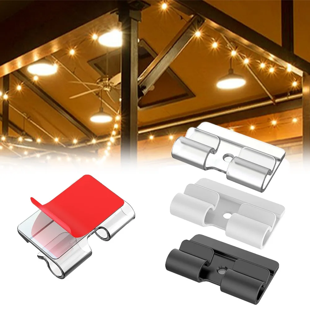 10/20pcs Christmas Lighting Hanging Hooks Heavy Duty Waterproof Adhesive Strips String Lights Clips Patio Decor UV-Resistant