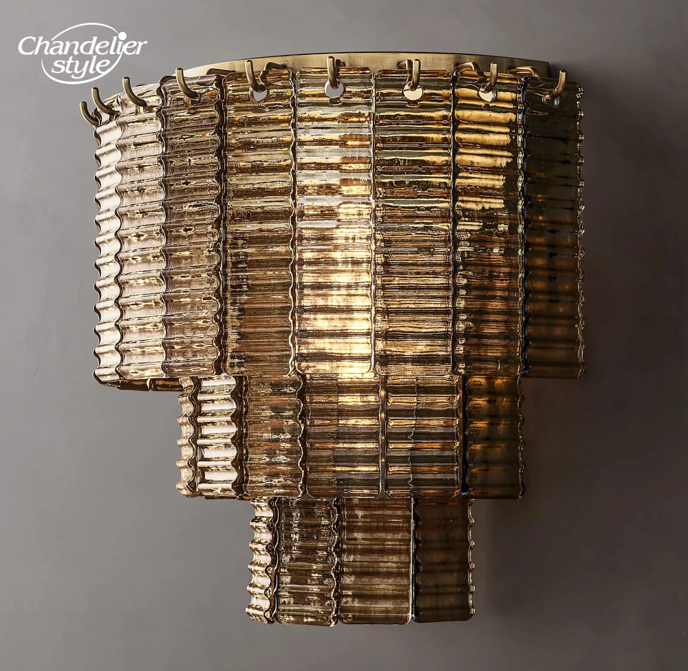 مصابيح الحائط الحديثة LED بريق سيرين واضح الدخان الزجاج الجدار الشمعدان الديكور إضاءة داخلية #3