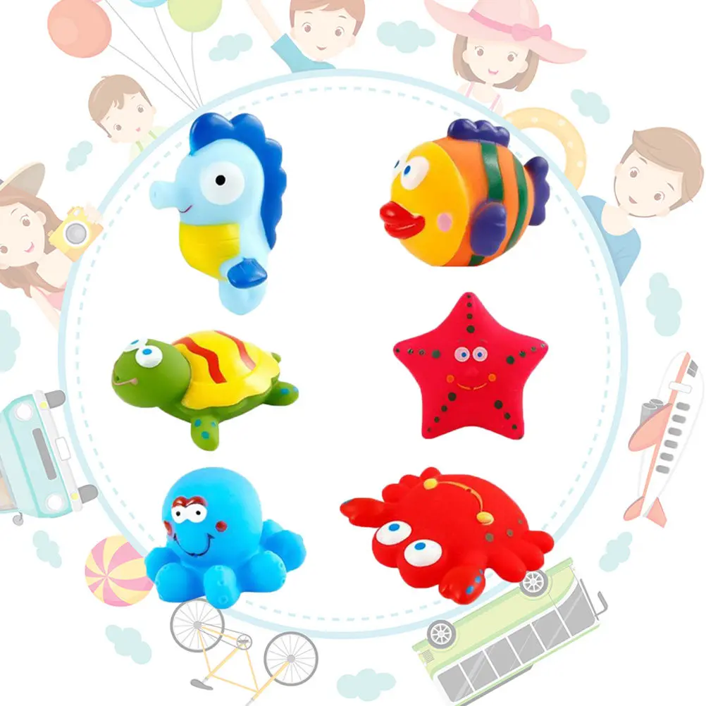 

6Pcs Ocean Life Bath Spray Collection Creative Infant Crawling Training Baby Bath Interactive Set Creative Ocean Life Toy