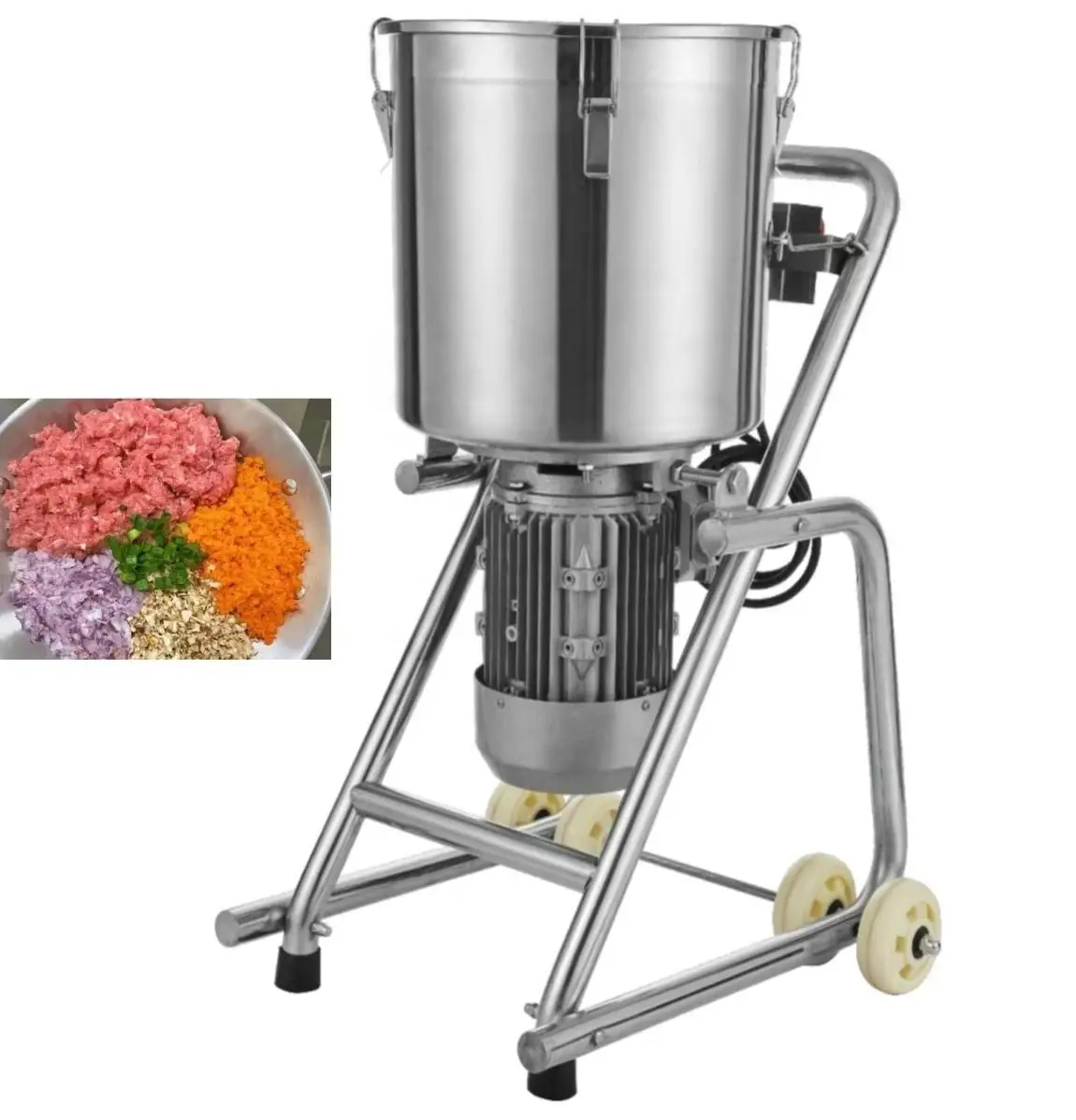 

Mobile Stainless Steel Food Grinder - Large Capacity Meat Paste Machine for Restaurants