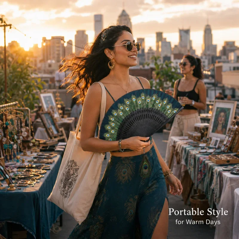 1PC Foldable Hand Fans,Hand-Crafted Handheld Fans  for Bachelorette Party,Beach, Costume Party, Festival