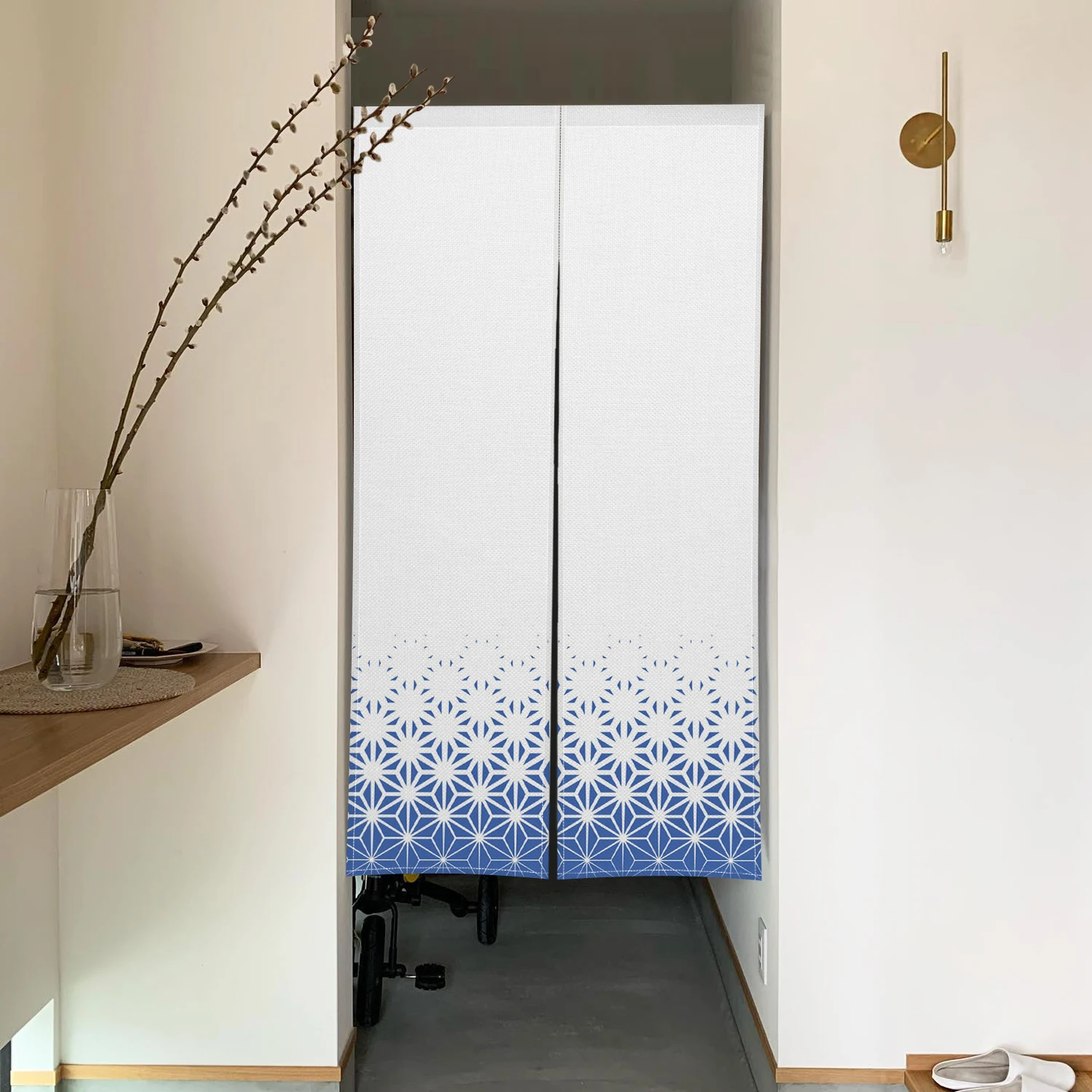 Japanese Linen Lines Door Curtain Texture Kitchen Bedroom Entrance Decor Bathhouse Partition Doorway Hanging Split Half-Curtain