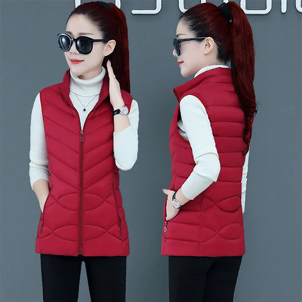 2024 Vest Women Winter Padded Jacket Women Down Cotton Vest Puffer Waistcoat for Female Stand Collar Sleeveless Jacket Coat Vest