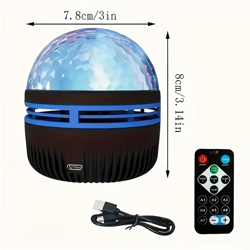 LED Starry Sky Projector Light with Remote Control USB Colorful Christmas Night Light for Magic Ball Stage KTV Room Decorations