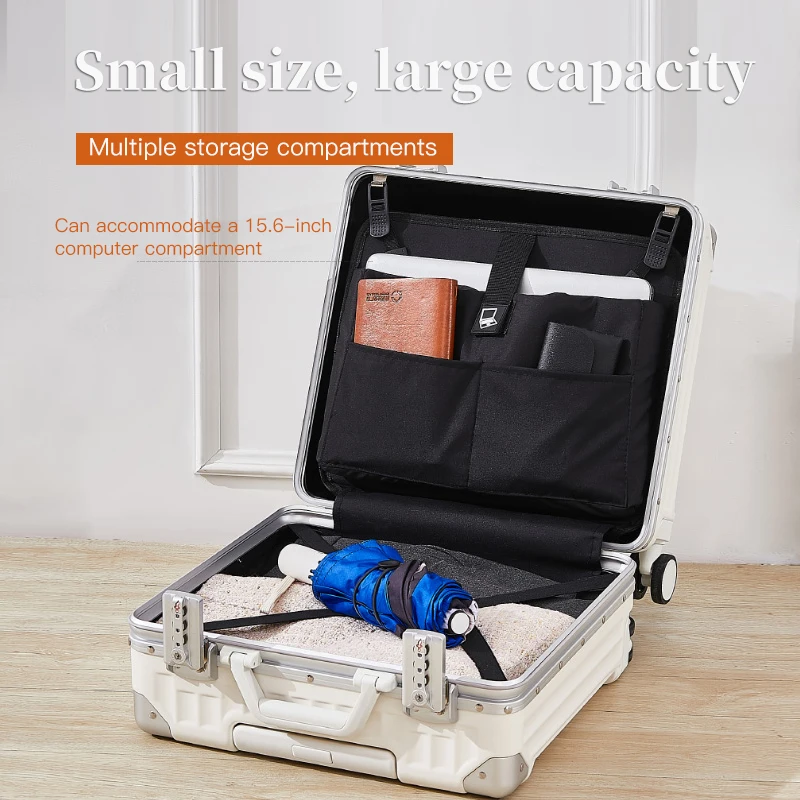 Piccolo bagaglio a mano da donna, custodia da viaggio con password per aereo da 18 pollici; valigia trolley da uomo da 16 pollici, ultraleggera