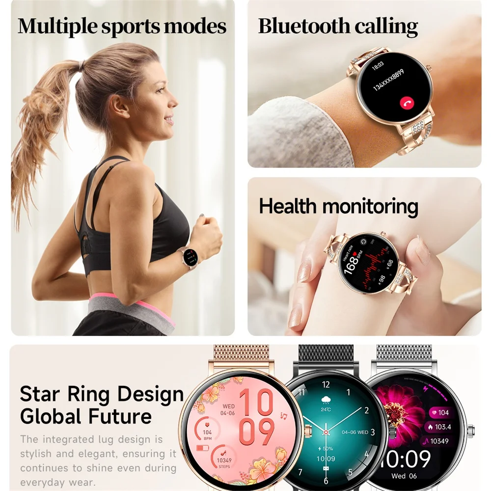 Smartwatch Bluetooth Call 1.32-inch Health Monitoring Menstrual Tracking Multi Sport Mode Information Synchronization Reminder