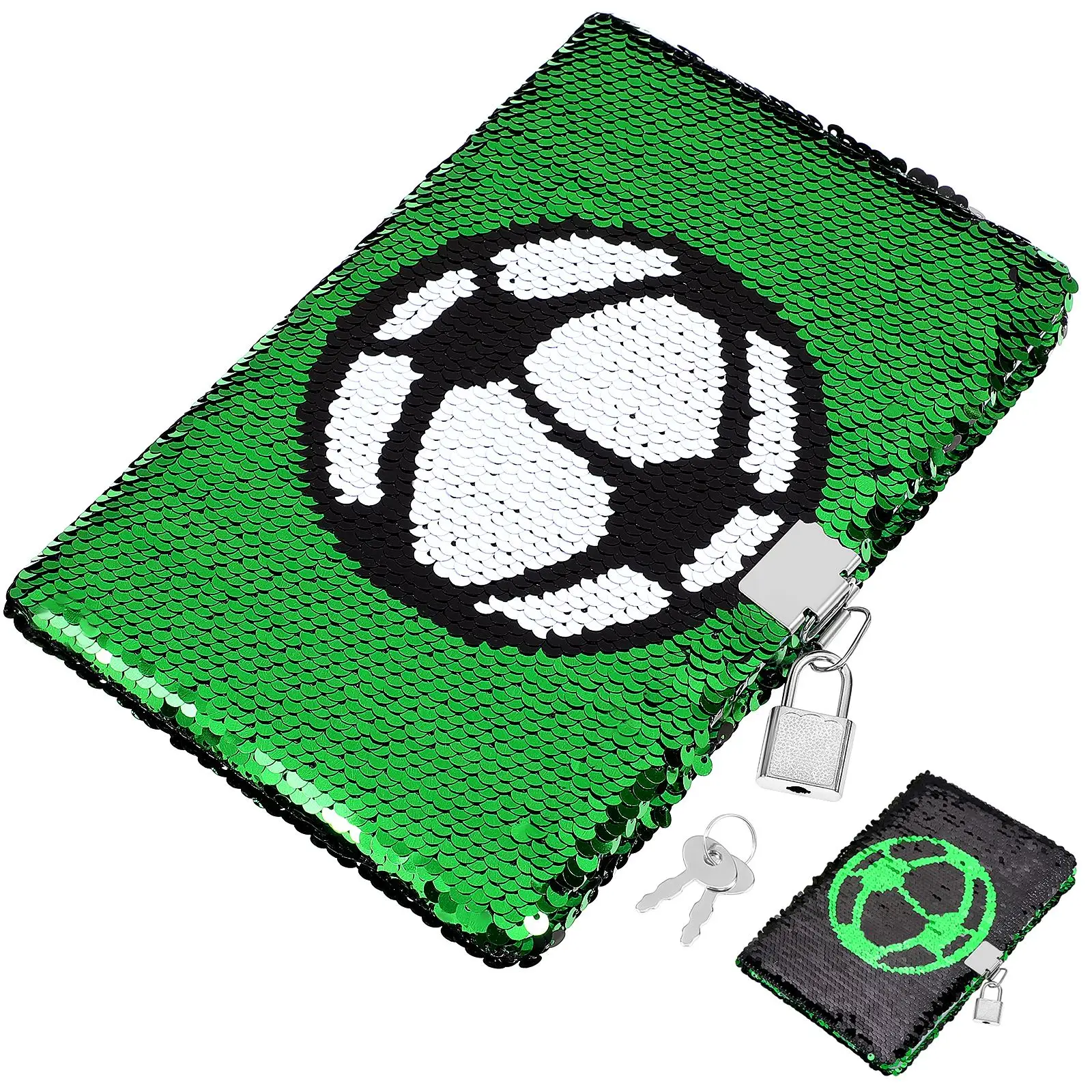 

NEW Notebook Reversible Football Pattern Notebook with Lock and Keys Diary Journal Travel Notebook Diary for Kids and Adults