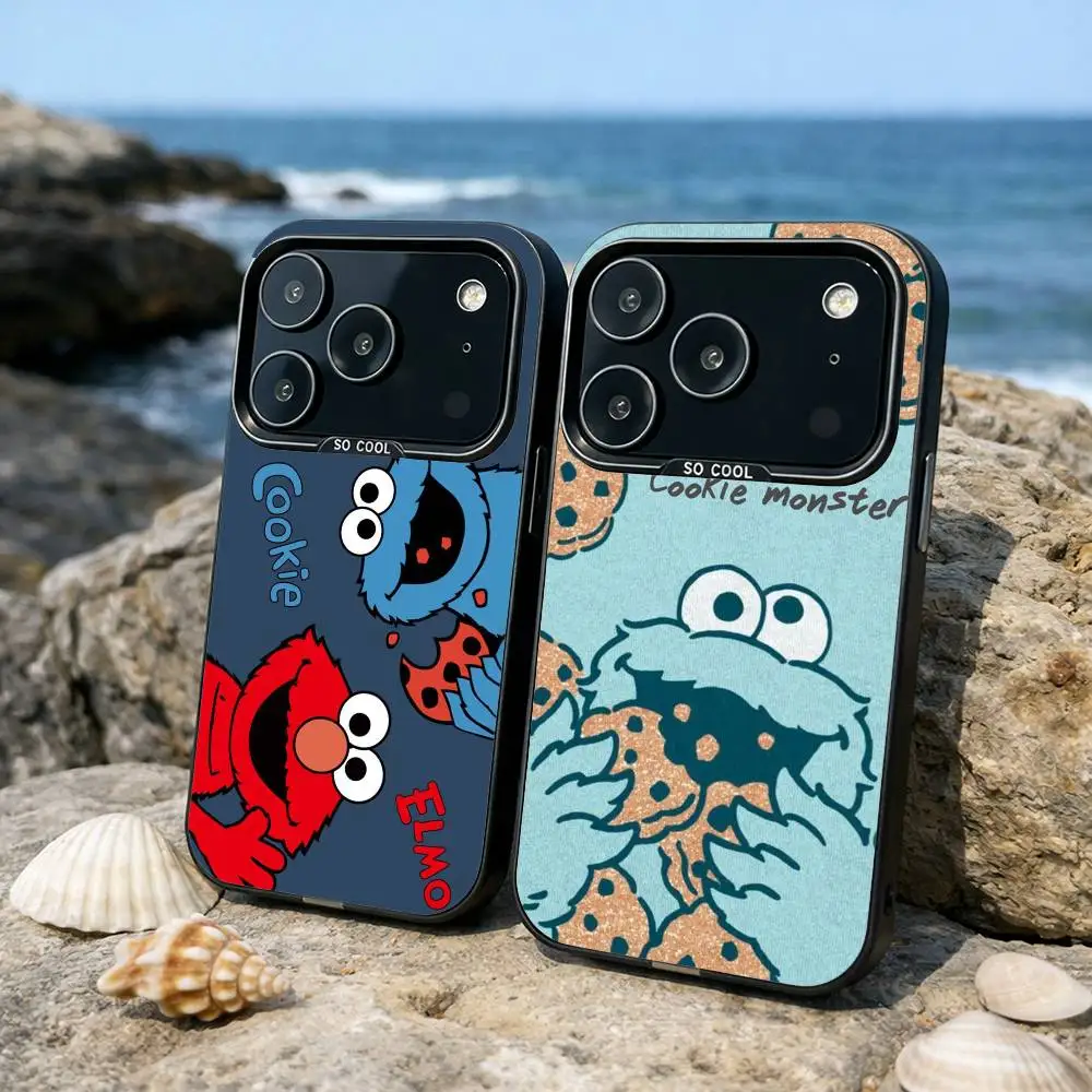 

C-Cookie-M-Monster Funny Phone Case For iPhone17,16,15,14,13,12,11,Pro,MAX Gray Matte Silicone Black Cover
