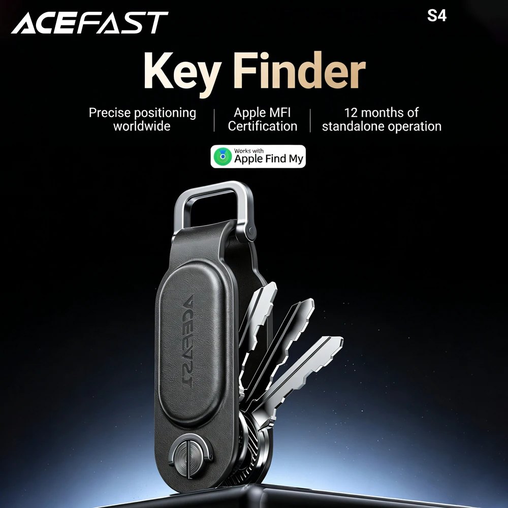 Llavero localizador de seguimiento antipérdida ACEFAST para Apple Find My PU cuero localizar maleta llaves bolsa función antipérdida proactiva