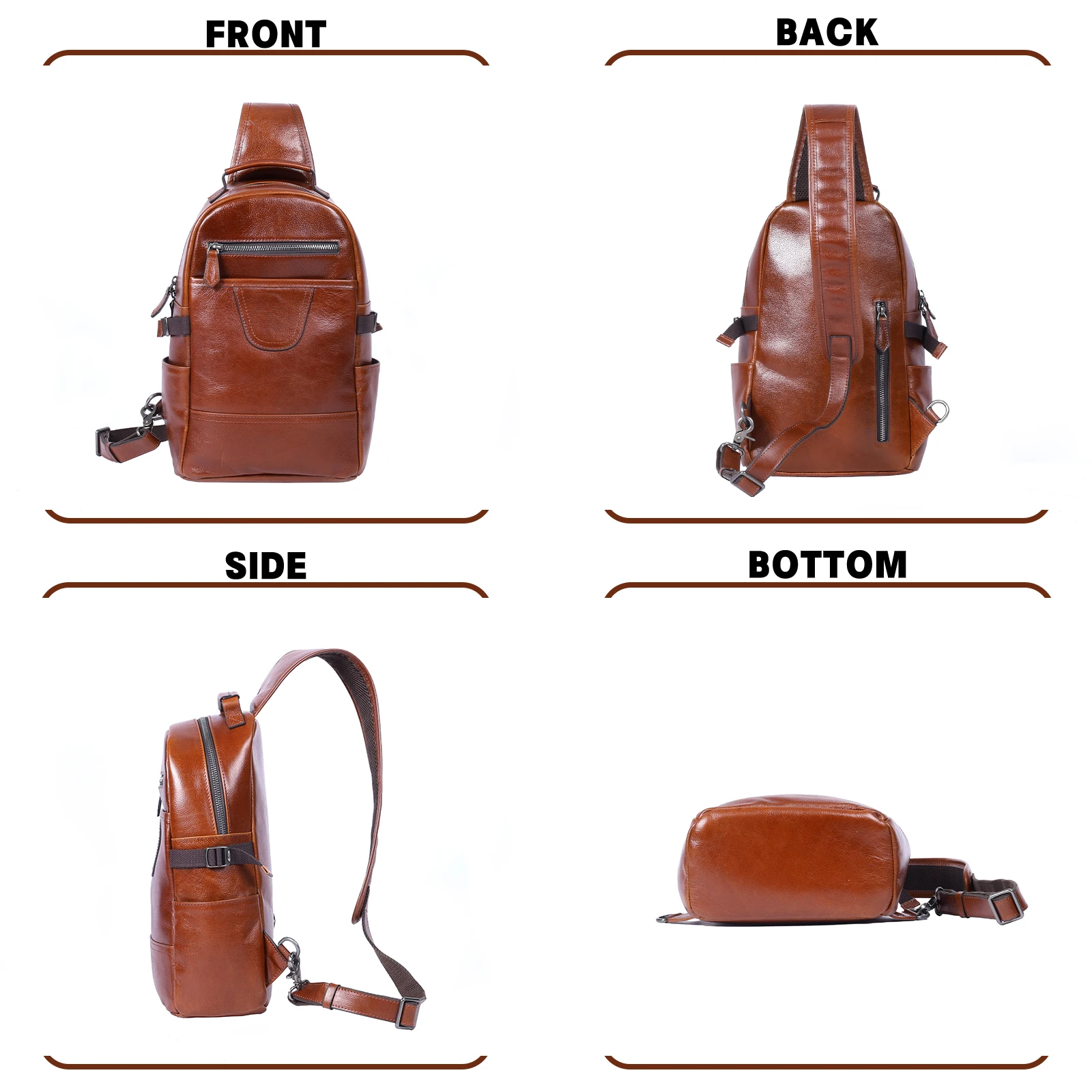 S.WORKER Herren-Umhängetasche aus hochwertigem, pflanzlich gegerbtem Leder, lässige Mode-Brusttasche – Detail 11