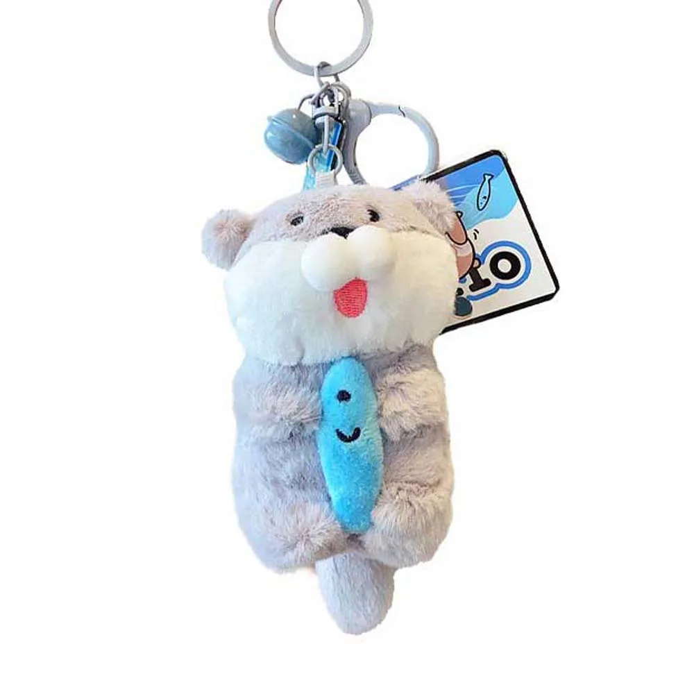 Animals Doll Cartoon Otter Keychain Decorations Holding Fish Shape Plush Otter Bag Pendant Bag Hanging Keys Accessories