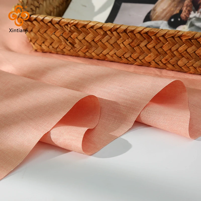 100% Linen Sewing Fabric Solid Color Natural Plant Dyed Fabric For Sewing Tops, Pants, Skirts Breathable Materials By 2 Yards