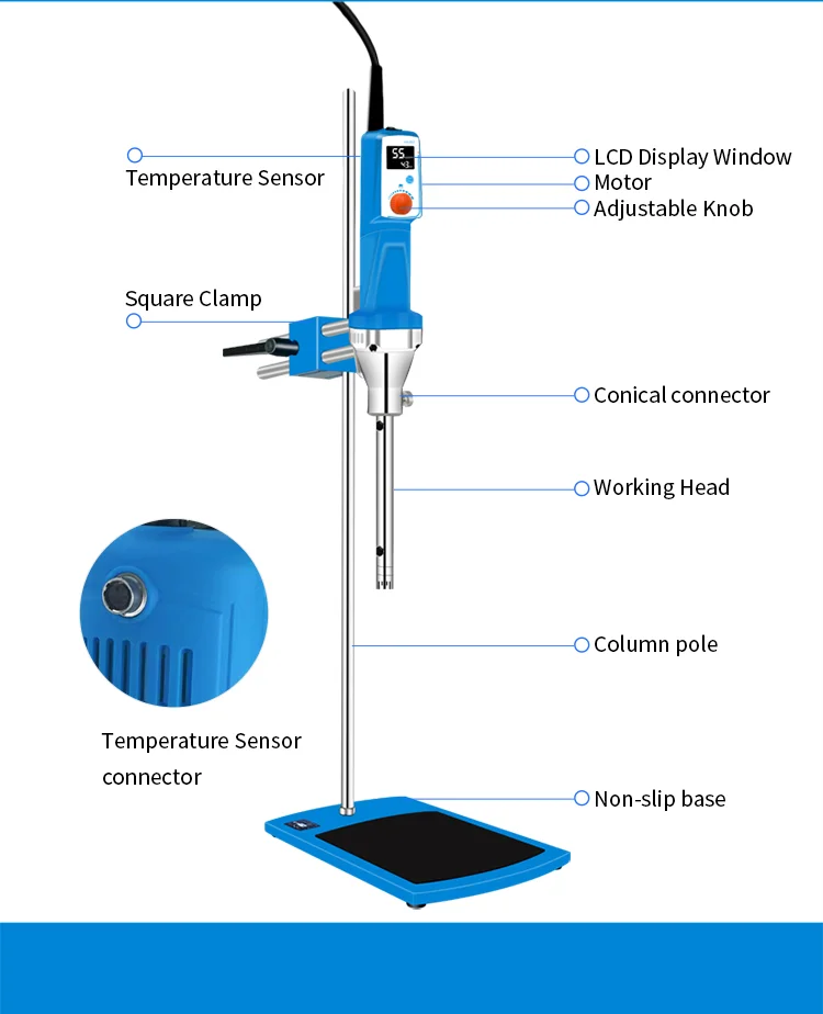 Lab Rotor Stator Homogenizer Cream Dairy Honey Toothpaste Emulsion Silverson Small Scale Homogenizer Mixer Cosmetic Emulsifier