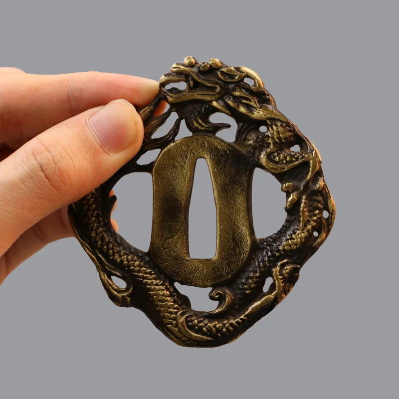 Nice Alloy Antique Brass Dragon Tsuba Guard for Real Japanese Samurai Katana or Wakizashi Sword Brand New