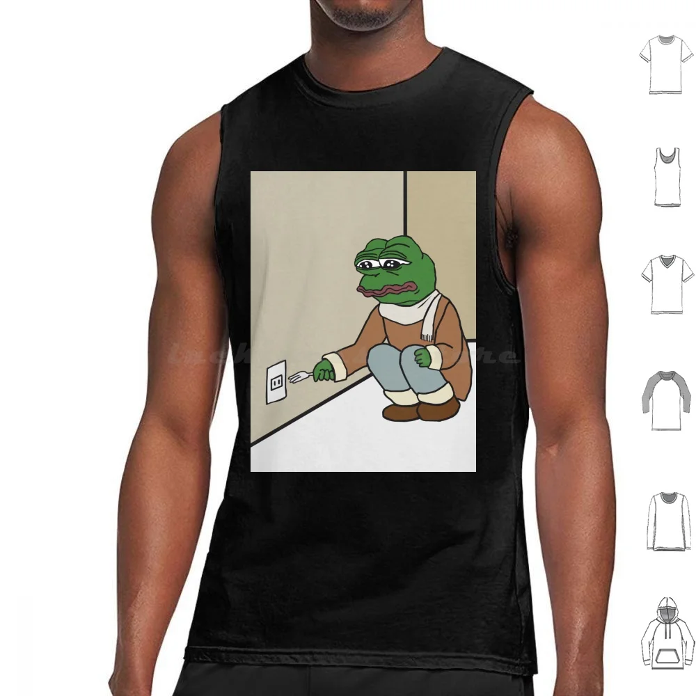 The Frog Meme Cynical Sarcastic Sad And Dramatic Rare With Fork Hd High Quality Tank Tops Print Cotton The Frog