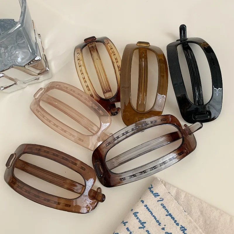 

Элегантная большая овальная заколка для волос, массивная заколка для пучка на затылке для женщин, простой дизайн, нескользящая, не повреждает волосы, корейские аксессуары для волос