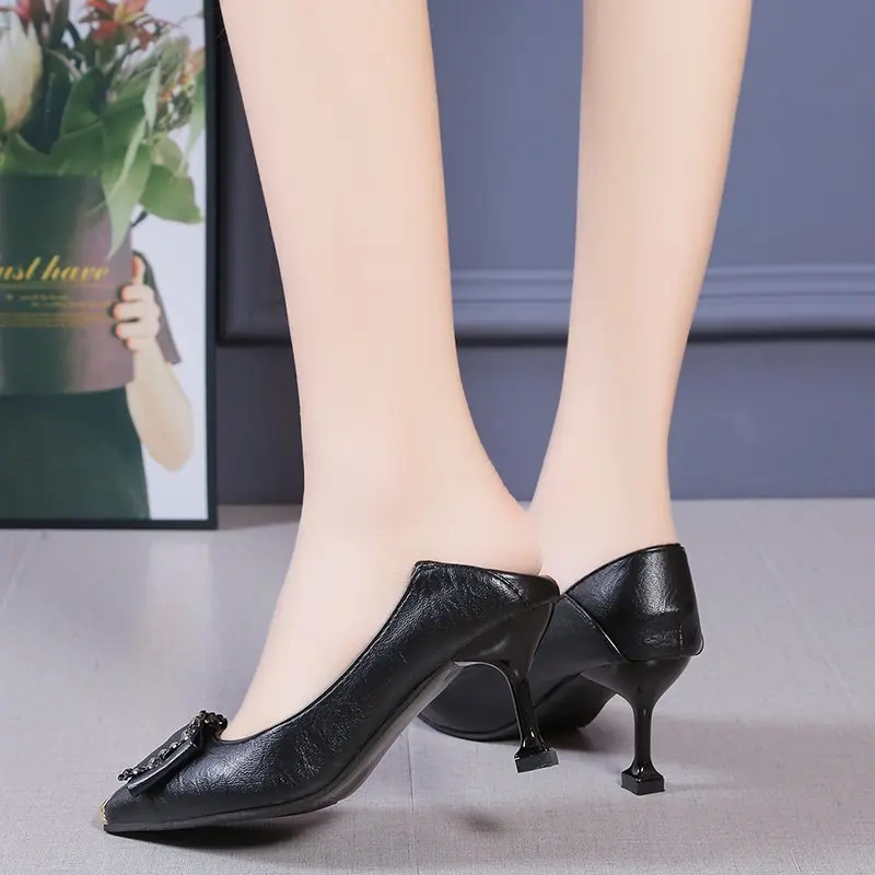 Women Shoes 5 cm 7 cm Pointed Toe Pumps Office Dress Shoes for Woman Black Beige High Heels Ladies Work Shoes Stilettos