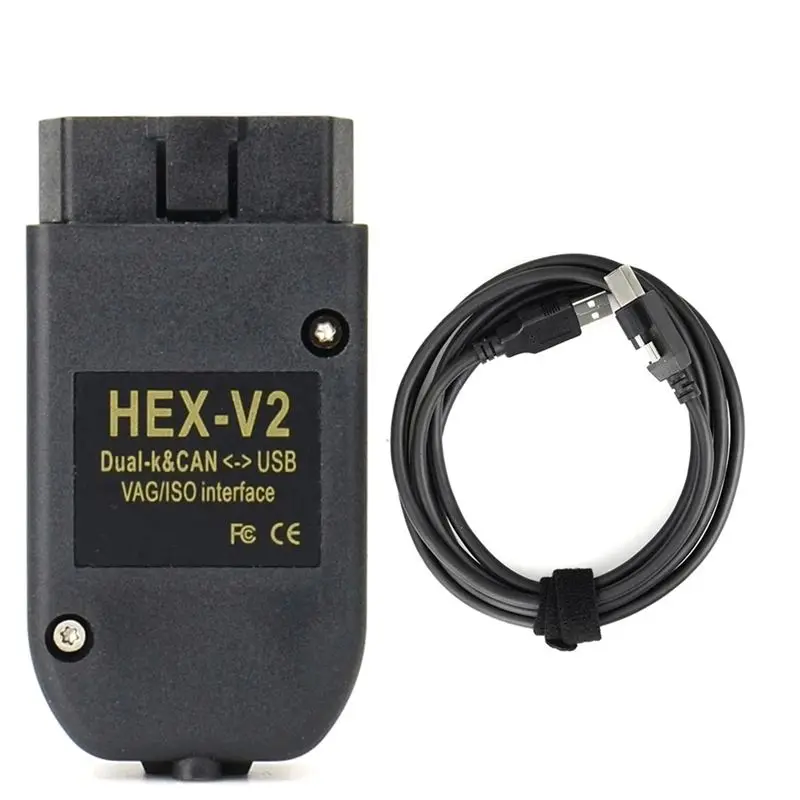 NEW HOT In Stock-HEX V2 VAGCOM FT232 V25.3 VAG Scanner Tool KKL VCDS Cable OBD2 Diagnostic Cable Multi-Language OBD2 Scanner New