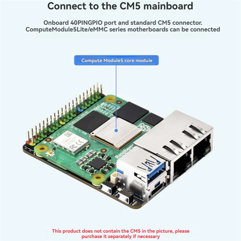 

Dependable-Aluminum Alloy Shell CM5 Expansion Board Dual Ethernet Interface For Compute Module 5 EU Plug