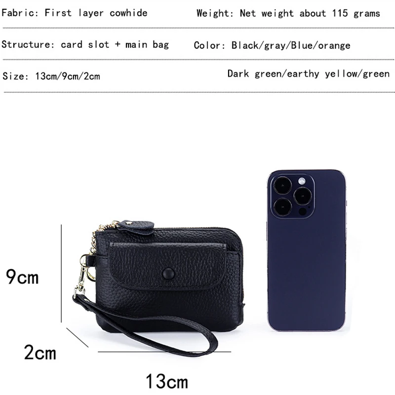 المرأة جلد طبيعي محفظة نسائية للعملات المعدنية تغيير المال مفتاح سماعات الأذن حامل بطاقة الائتمان لفتاة النساء مخلب صغير قصيرة عملة المحفظة أكياس #5