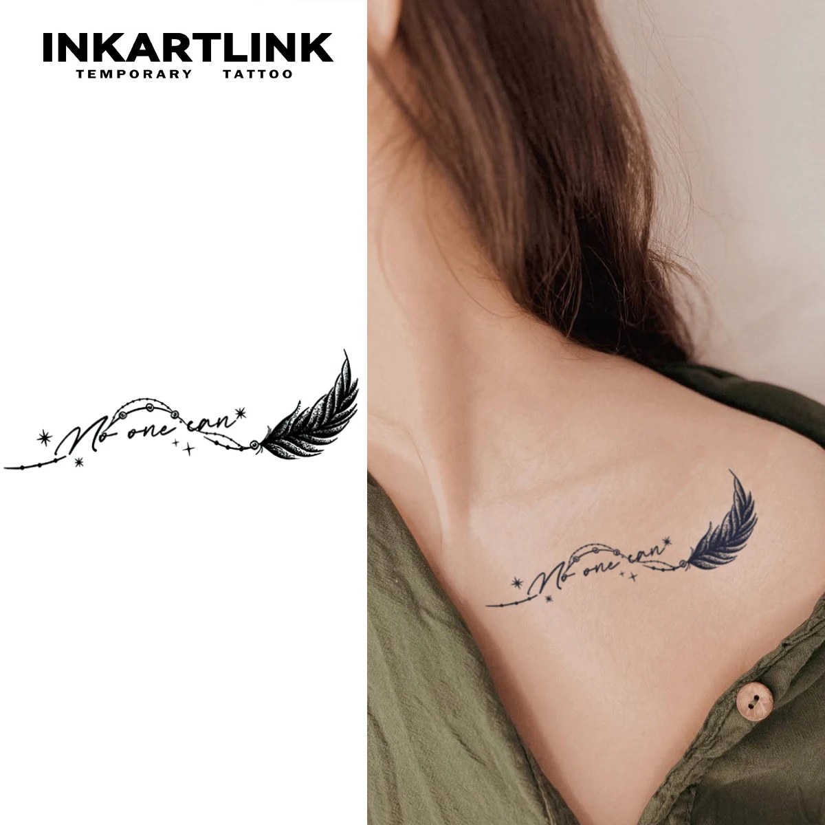 ملصق وشم مؤقت مع زهور باللغة الإنجليزية عبارات عاطفية تدوم 1-2 أسابيع مقاوم للماء ومقاوم للاحتكاك #2