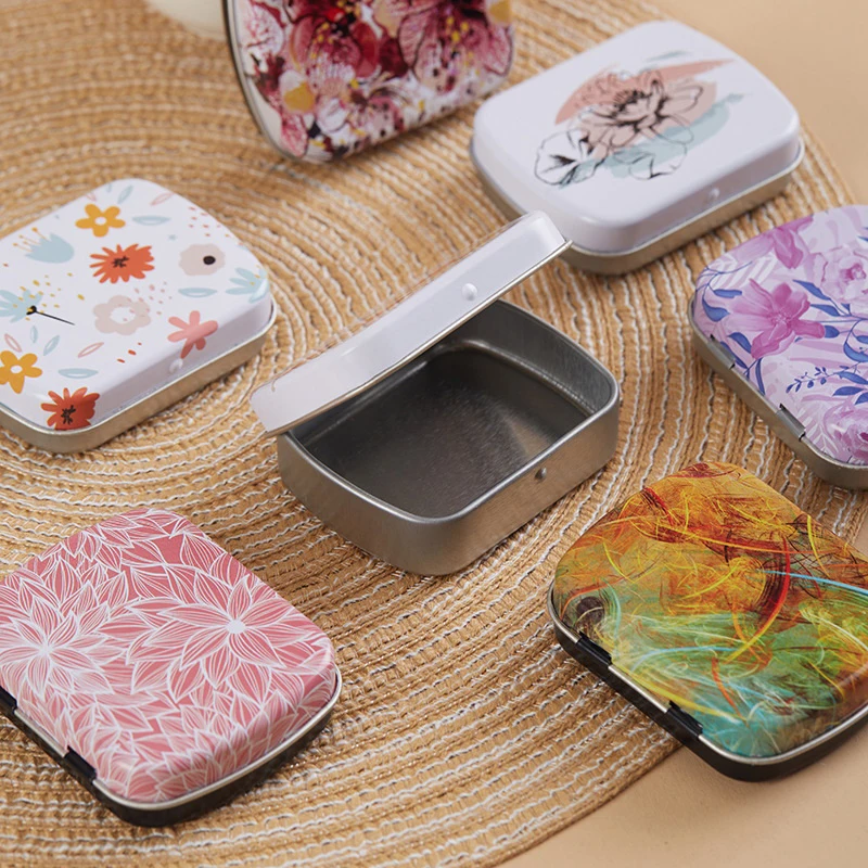 60*47*15mm Mini Rectangular Candy Case Iron Sample Boxes Small Objects Organizer Small Tin Box Portable Candy Box