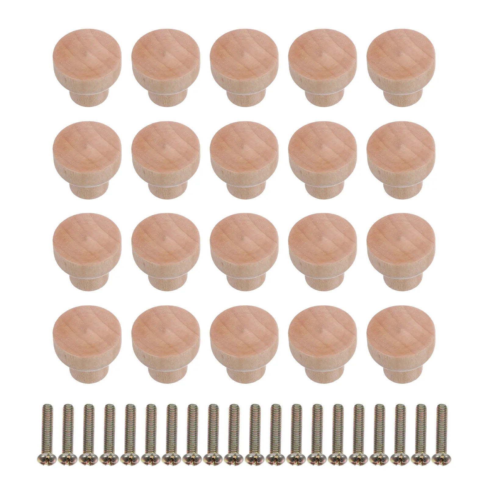 30Pcs Solid Beech Wood Round Drawer Knobs Small Cabinet Handles Single Hole Wooden Pulls Quick Installation Wood Knobs with