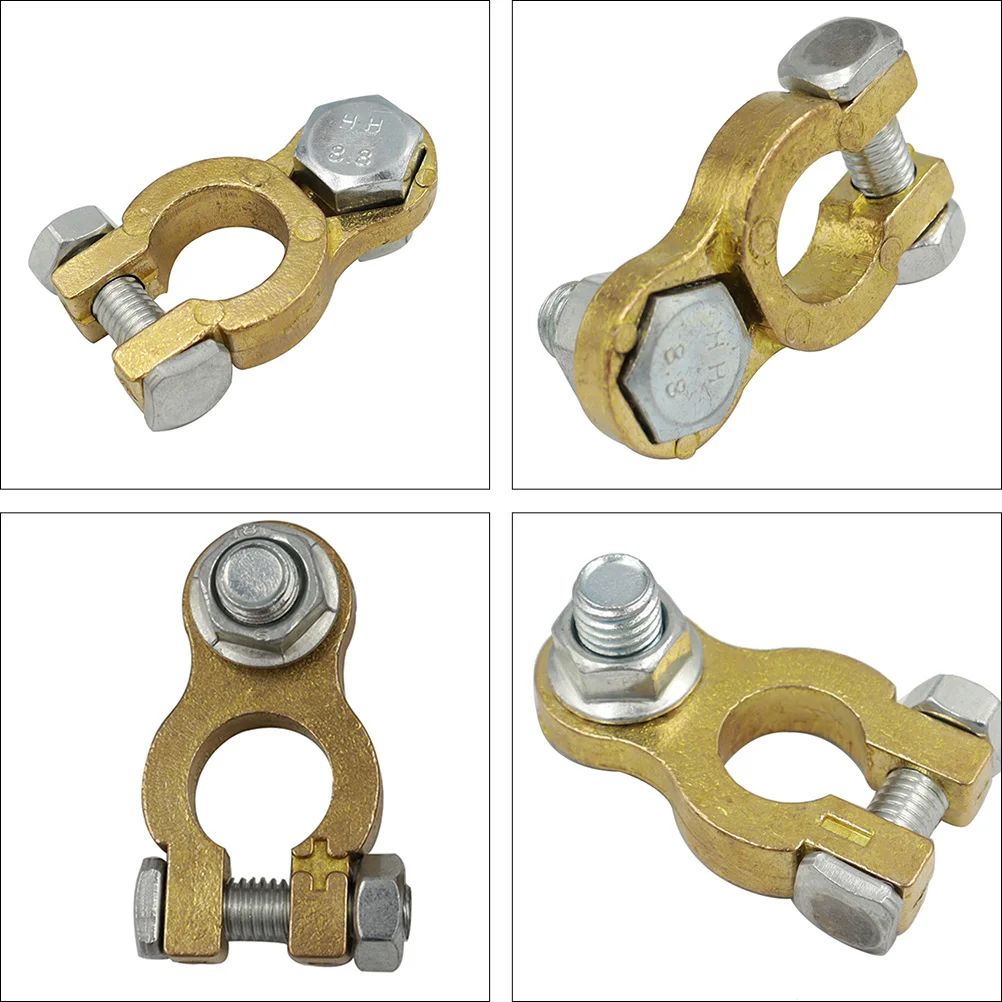 1 Par de Conectores de Terminal Chapados en Latón para Automóvil, Barco, RV, Abrazadera de Terminal Automotriz, Kit de Accesorios para Vehículos