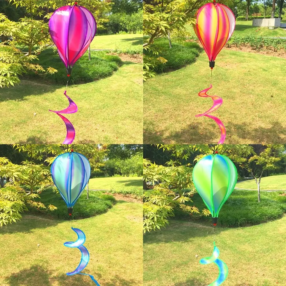Giant Size Hot Air Balloon Plastic Material Color-changing Film Wind Spinner Striped Tie Dye Rainbow Colors Rotating Windmill