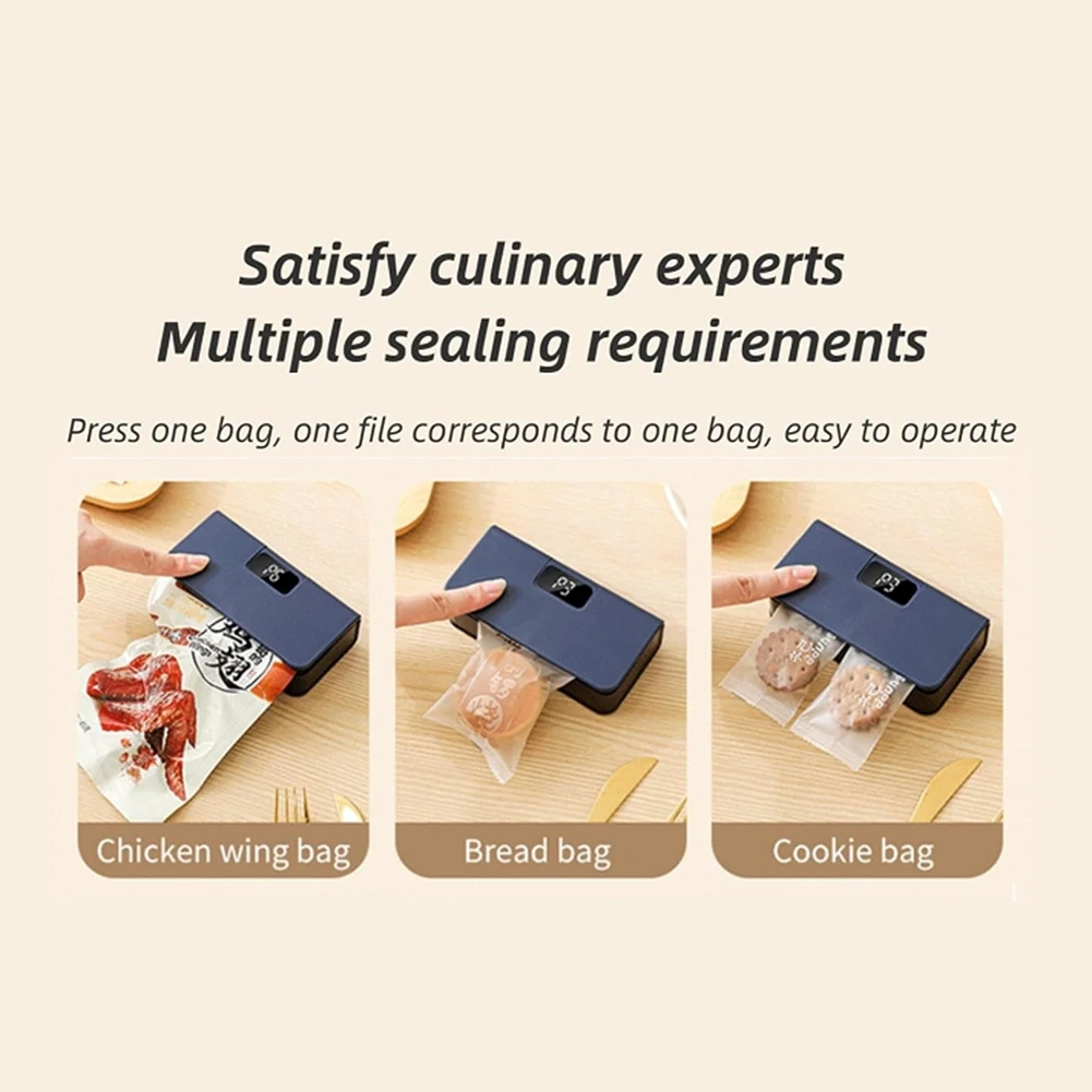 ABBK-2 в 1, портативный USB-запайщик пакетов для закусок со встроенным резаком, компактный и портативный, для эффективного хранения продуктов на работе