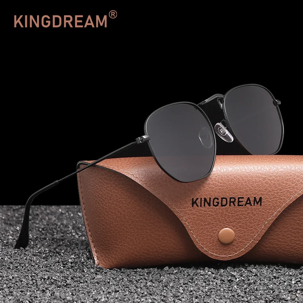 KINGDREAM – lunettes de soleil réfléchissantes classiques pour hommes et femmes, hexagonales, rétro, en acier inoxydable