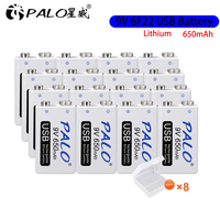 9V 6F22 USB Rechargeable Battery 650mAh 9V Lithium Batteries for Multimeter Metal Detector RC Helicopeter Toy MP4 Microphone KTV