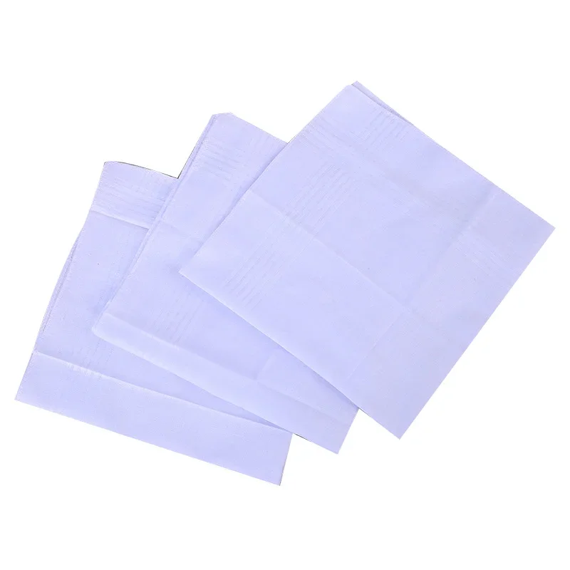 5pcs Mens White Handkerchiefs 100% Cotton Square Super Soft Washable Hanky Chest Towel Pocket Square 40x40cm