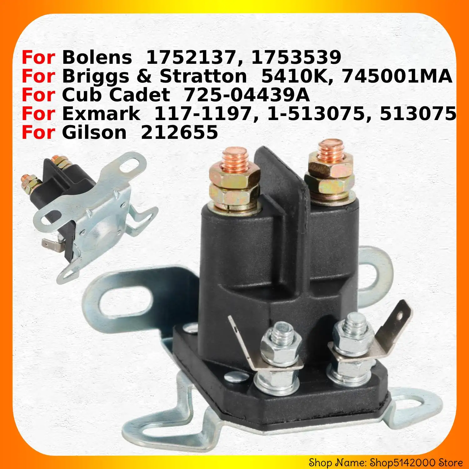 Starter Relay Solenoid For Bolens 1752137 1753539 for Briggs Stratton 5410K 745001MA for Cub Cadet 725-04439A for Gilson 212655
