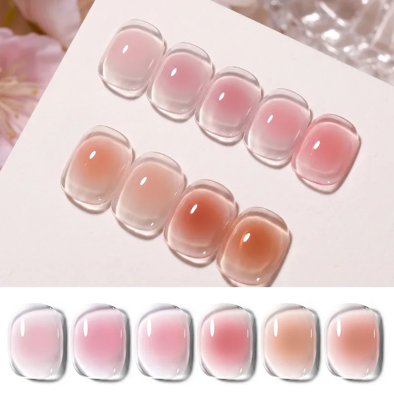 BORN PRETTY Esmalte de Uñas en Gel Nude Jelly de 10 ml, Semitransparente, para Manicura, Degradado, Color Rosa Nude Hielo, para Chicas