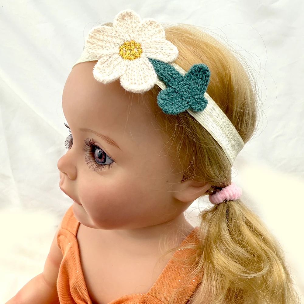 

For All Age Knitted Flower Nylon Headband Baby Hair Accessories Girl Floral Hairbands Newborn Photoprop Headwear Children Turban
