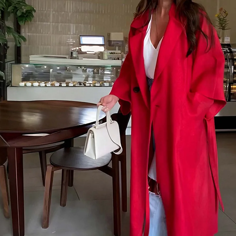 

Fall/Winter 2025 Dresses Women's Lazy Casual Loose Robes with Lapels and Lace-up Dresses