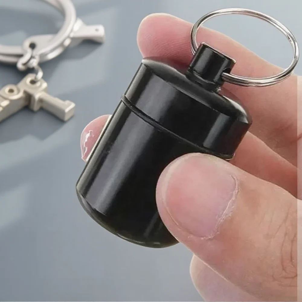 Waterproof Aluminum Pill Case Metal Container Keychain Travel Outdoor Emergency First Aid Kit Safety