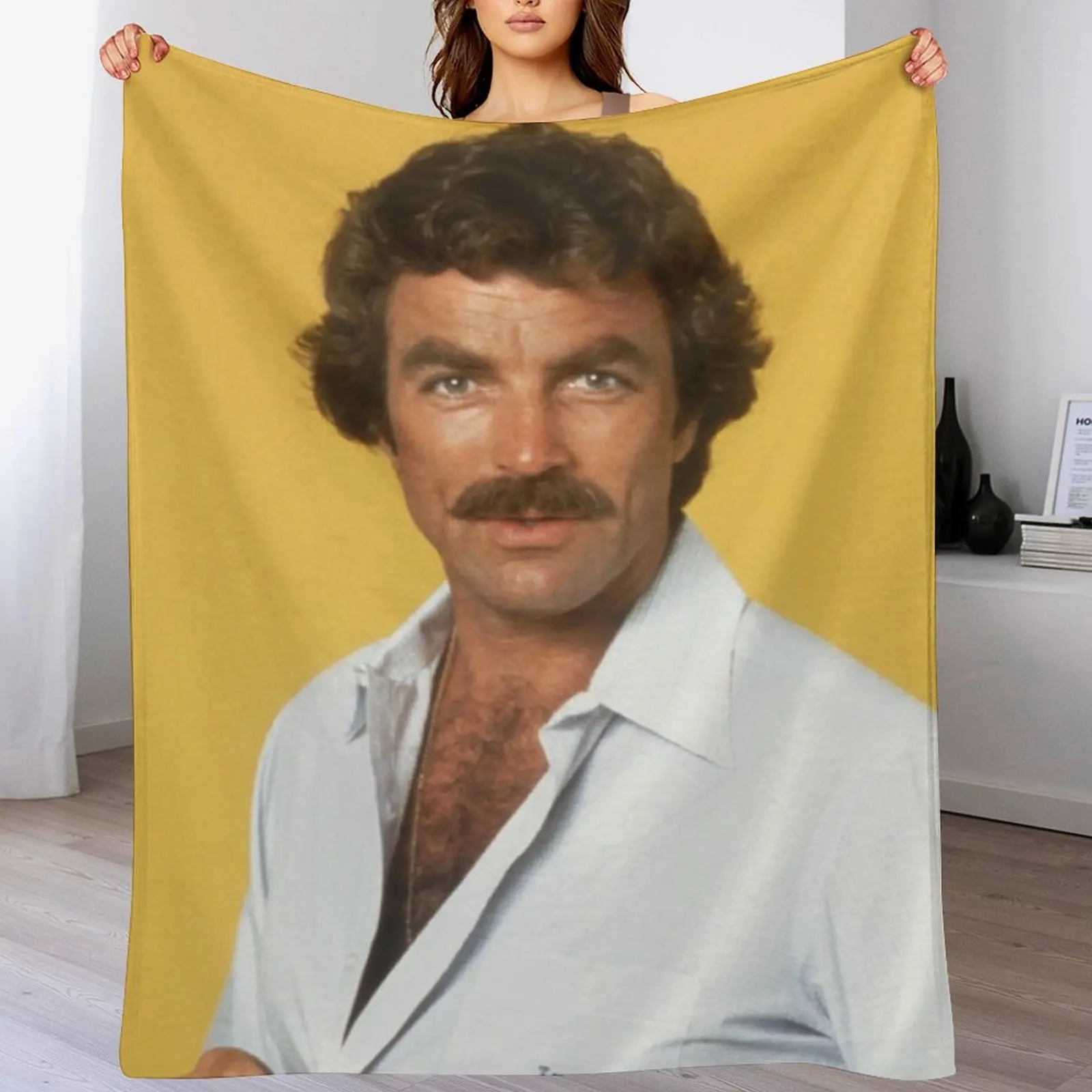Tom Selleck Throw Blanket Compact Warm Blanket for Car Road Trip