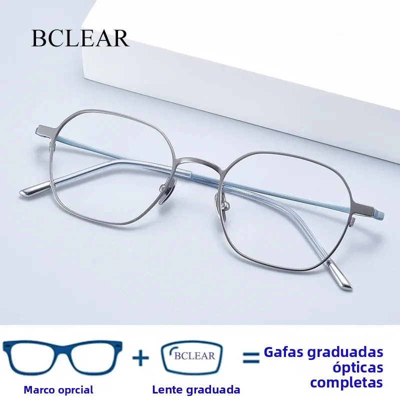 Gafas japonesas de gama alta para hombre y mujer, anteojos Vintage de gran tamaño con montura de titanio puro, lentes ópticas para miopía a la moda