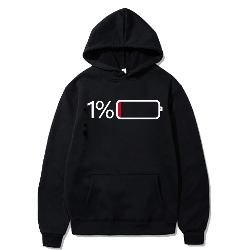 Battery Low Graphic Hoodie for Men - Casual Pullover Sweatshirt with Kangaroo Pocket for Spring/Fall