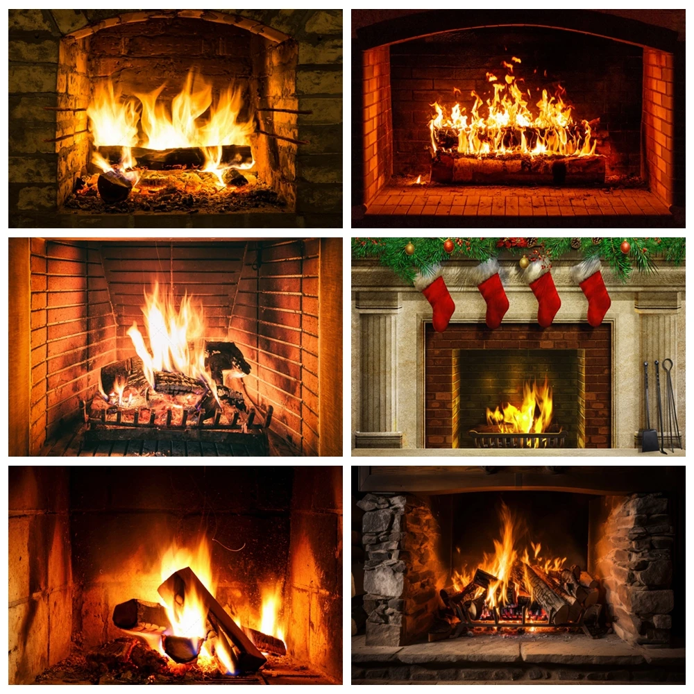 

Christmas Fireplace Backdrop Kids Family Photography Props Holiday Studio Background Winter Seasonal Decor Holiday Gift Props